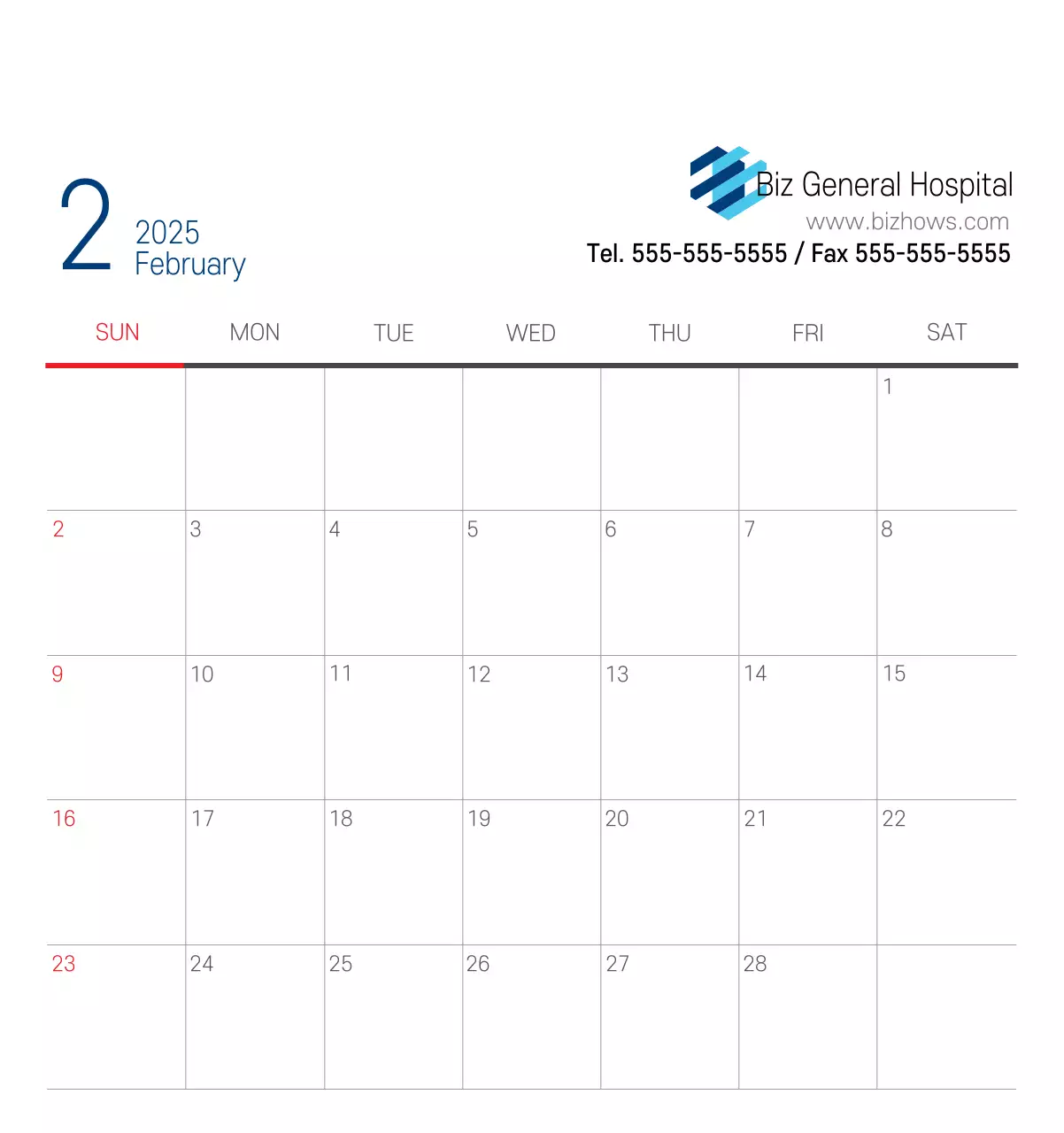 Kalender Promosi Rumah Sakit Sederhana Putih Angkatan Laut