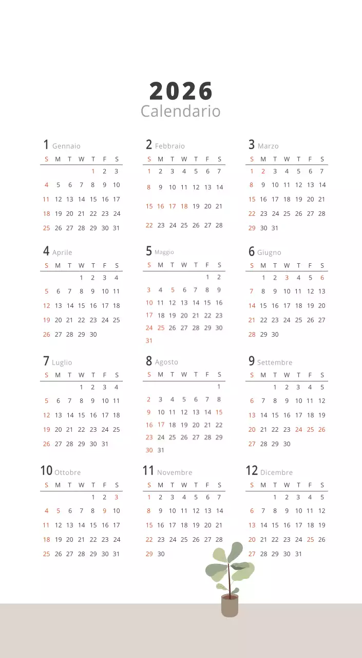 Calendario interno minimalista beige