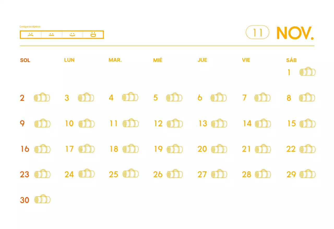 Calendario promocional de yoga minimalista naranja
