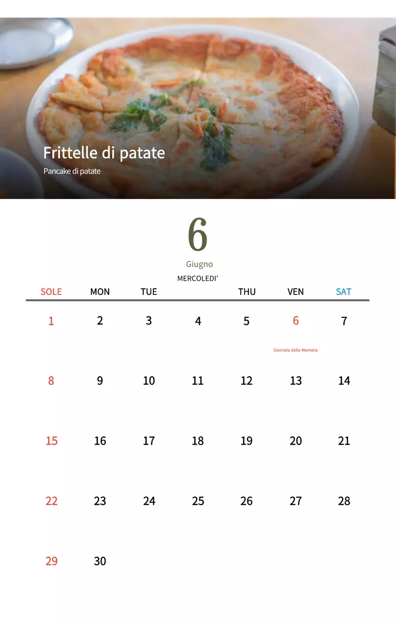 Calendario alimentare tradizionale beige