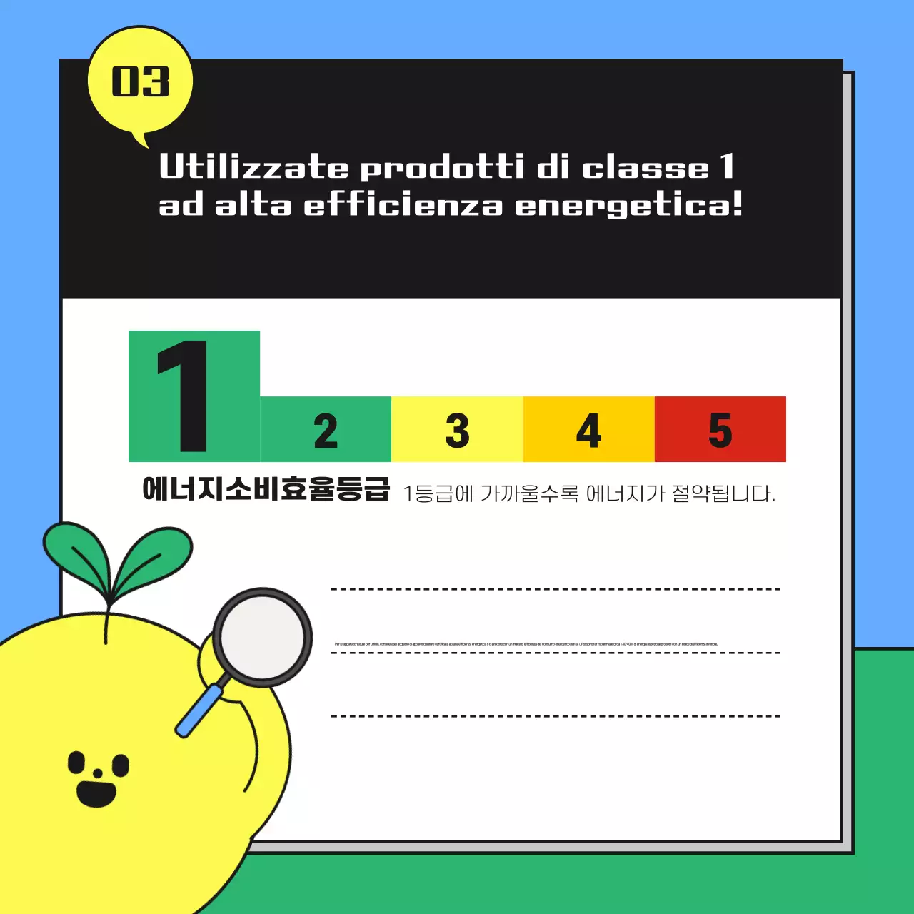 Una simpatica campagna di risparmio energetico in azzurro e verde