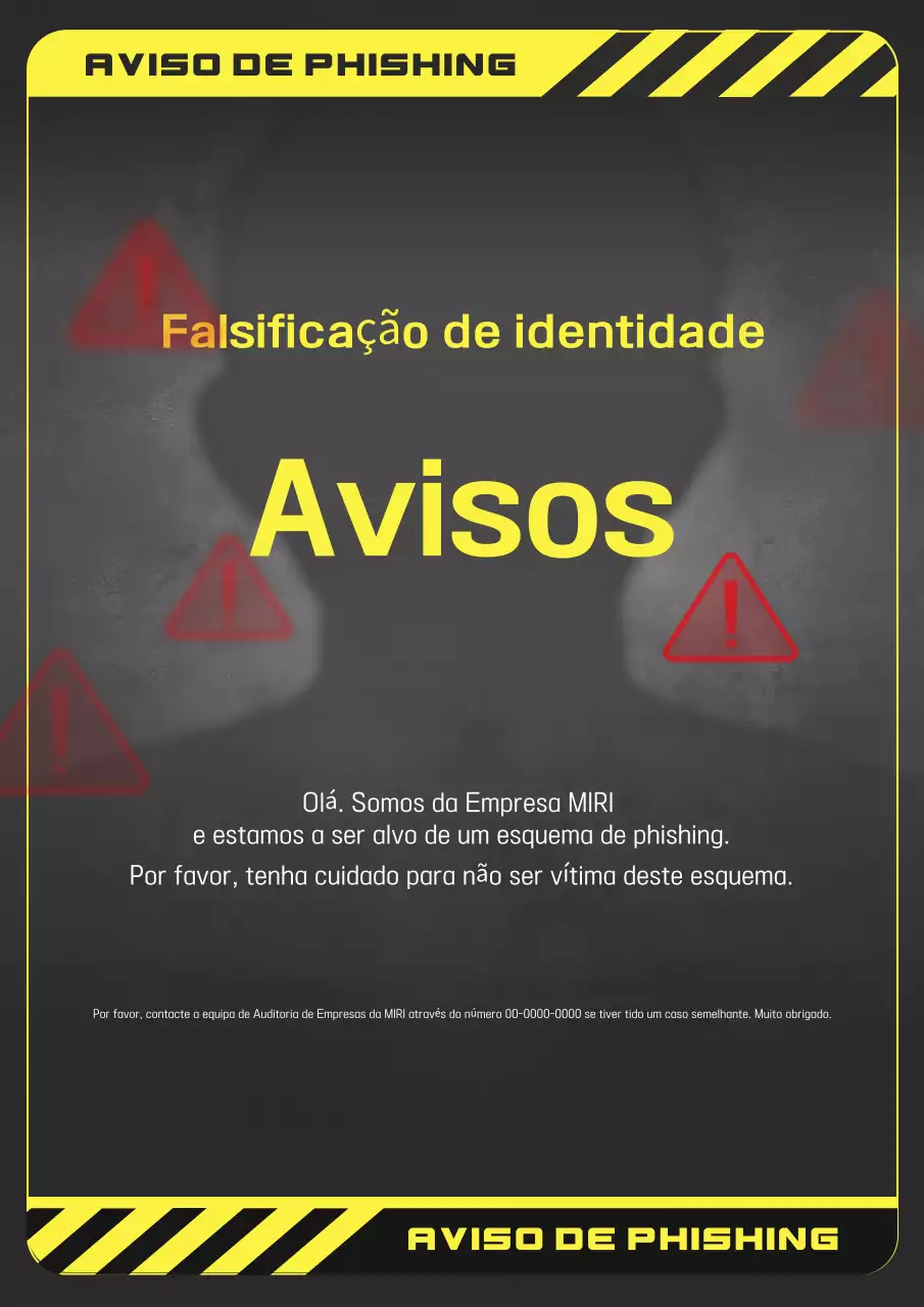 Cuidado com o phishing destacado a amarelo