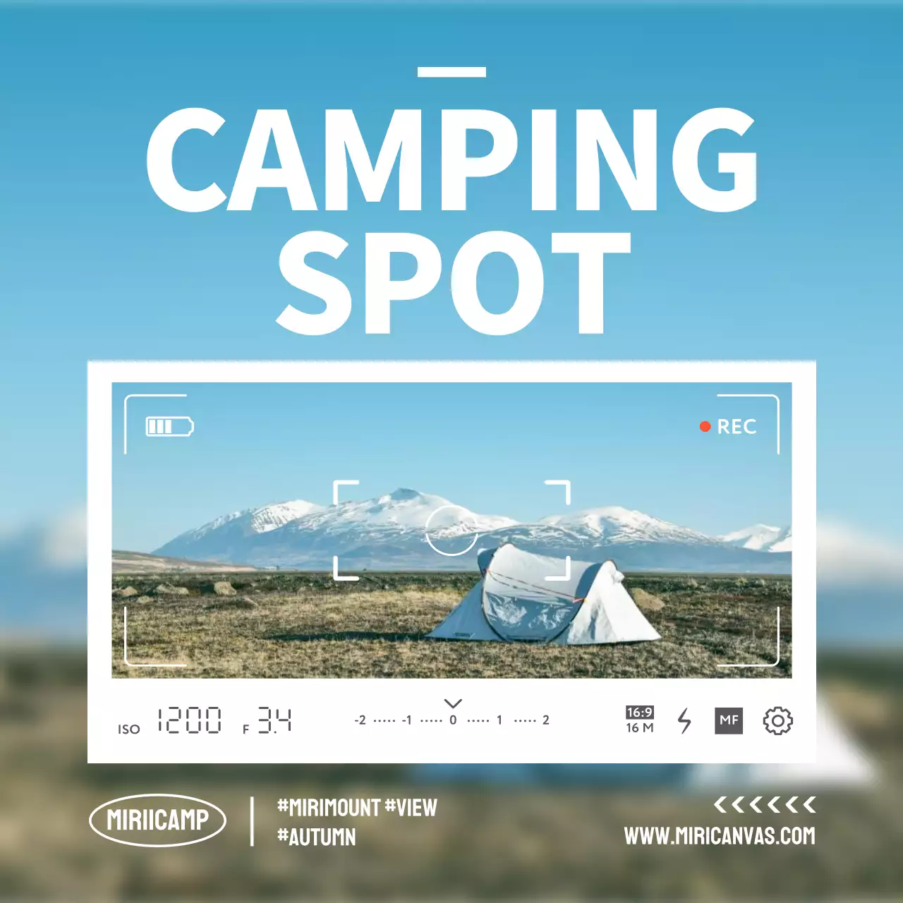 青 シンプル キャンプ ポスター