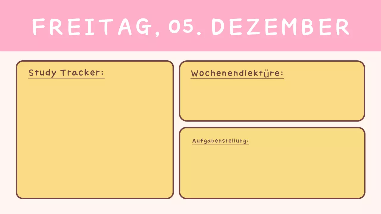 Einfache gelbe Klassenagenda für die Schule