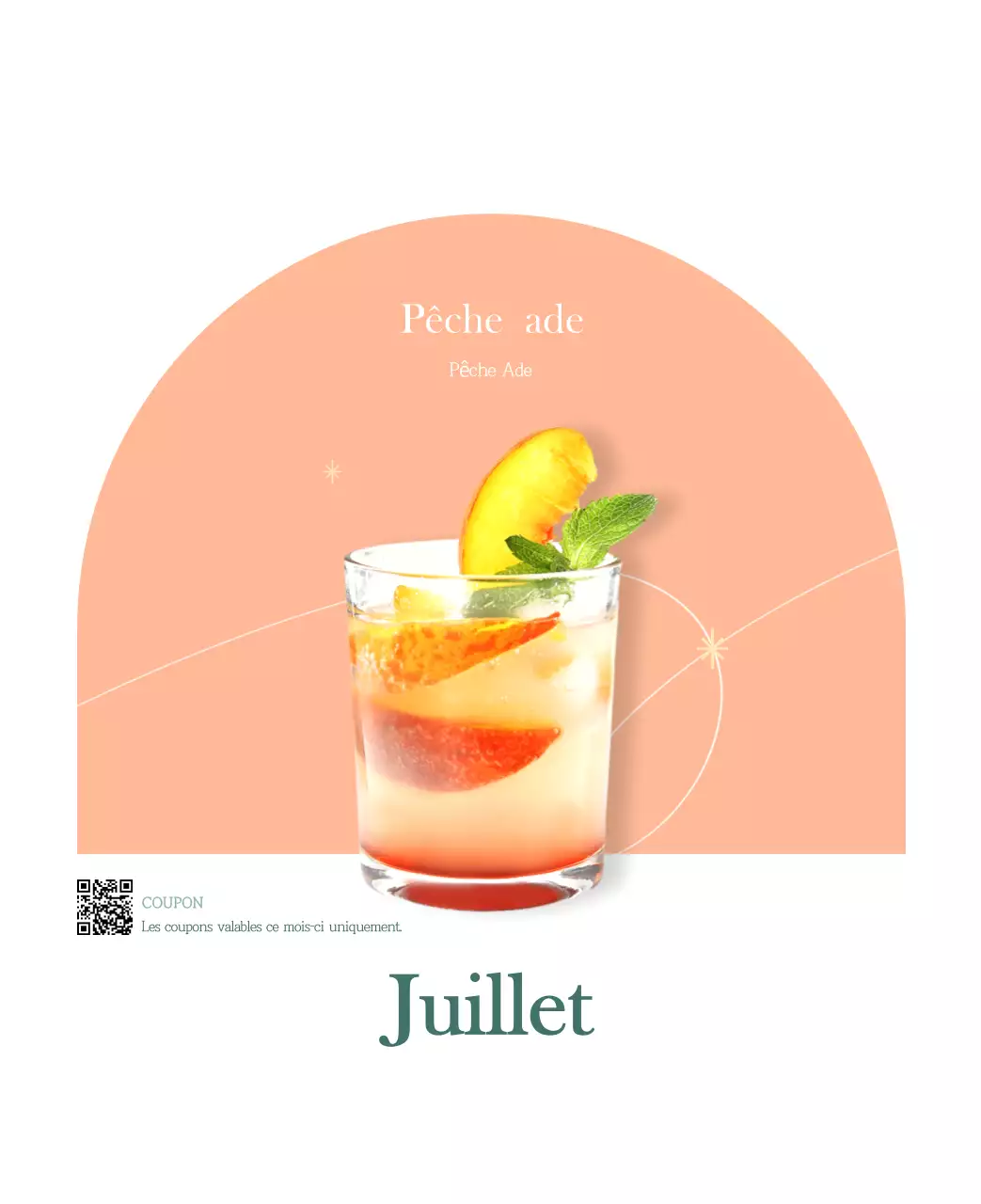 Un calendrier moderne pour les cafés avec des recommandations sur la boisson du mois.