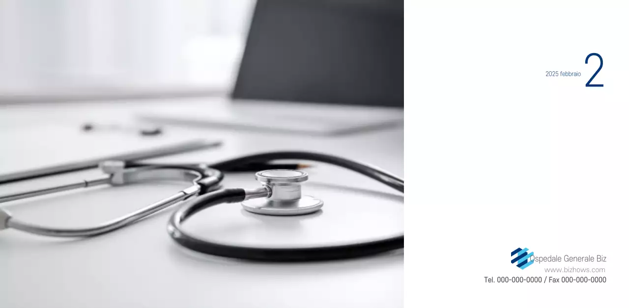 Calendario promozionale dell'ospedale semplice, bianco e blu