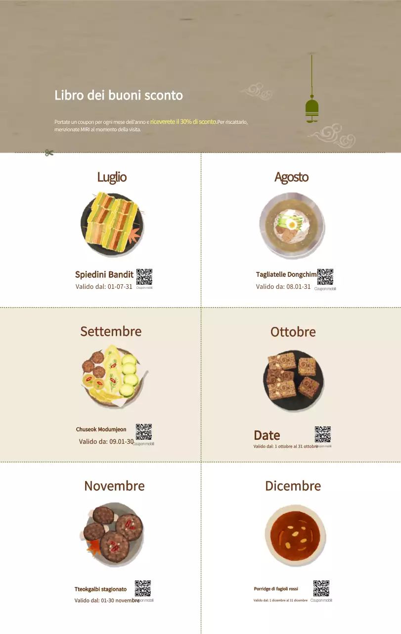 Calendario alimentare tradizionale beige