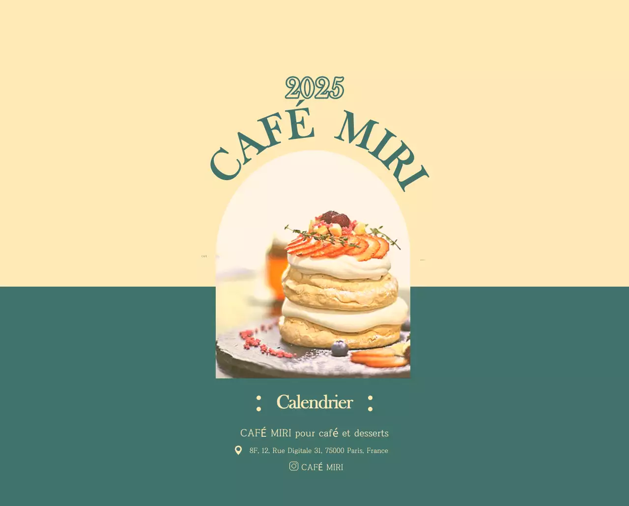 Un calendrier moderne pour les cafés avec des recommandations sur la boisson du mois.