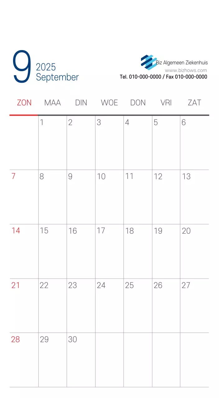 Navy Witte Eenvoudige Ziekenhuis Promotiekalender