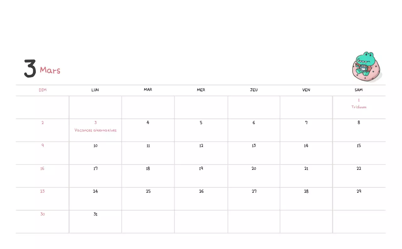 Un calendrier avec un concept d'illustration Ago mignon