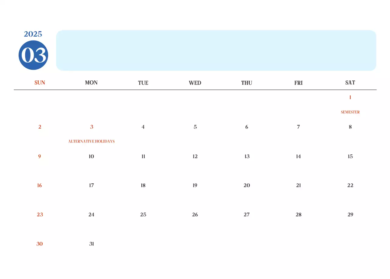 Blue Modern Hospital Calendar