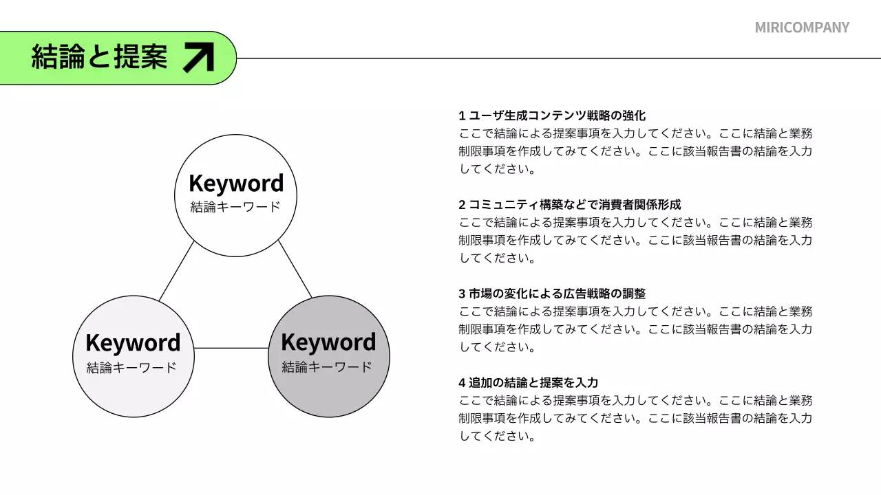 緑 シンプル レポート 企画書 プレゼンテーション