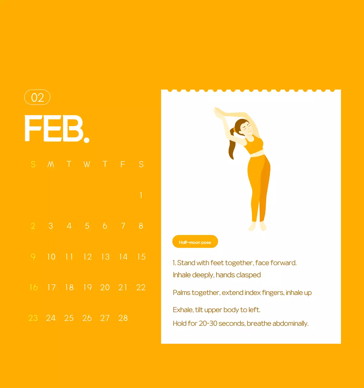 Orange Minimalist Yoga Promotional Calendar