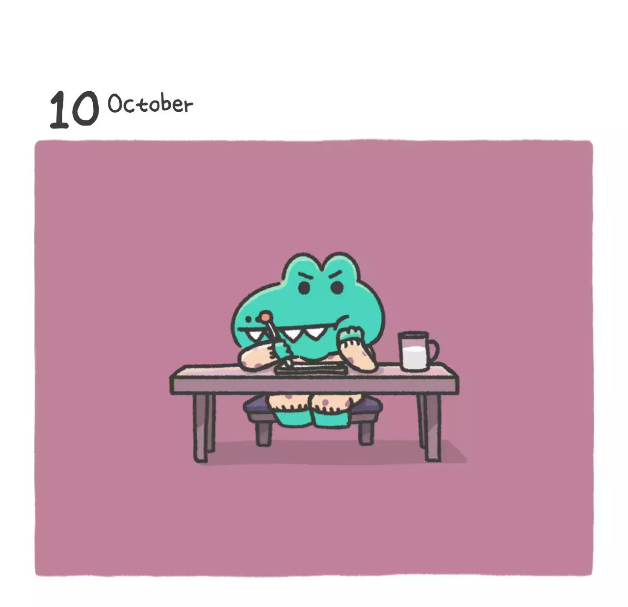 Kalender dengan konsep ilustrasi Ago yang lucu