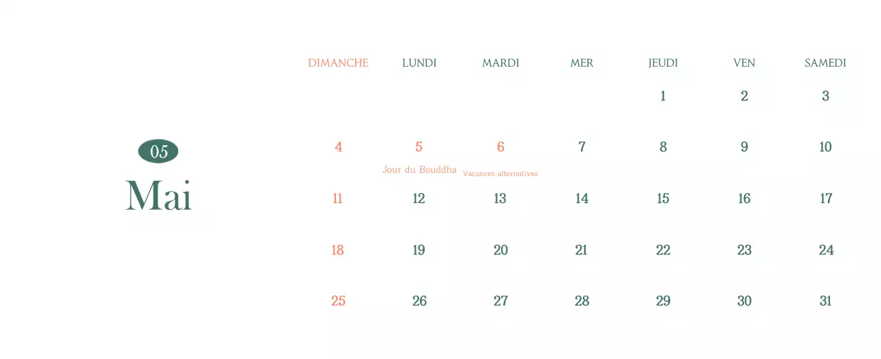 Un calendrier moderne pour les cafés avec des recommandations sur la boisson du mois.