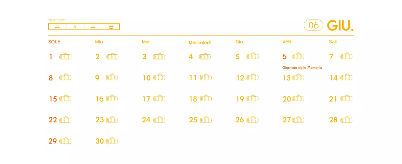 Calendario promozionale arancione dello yoga minimalista