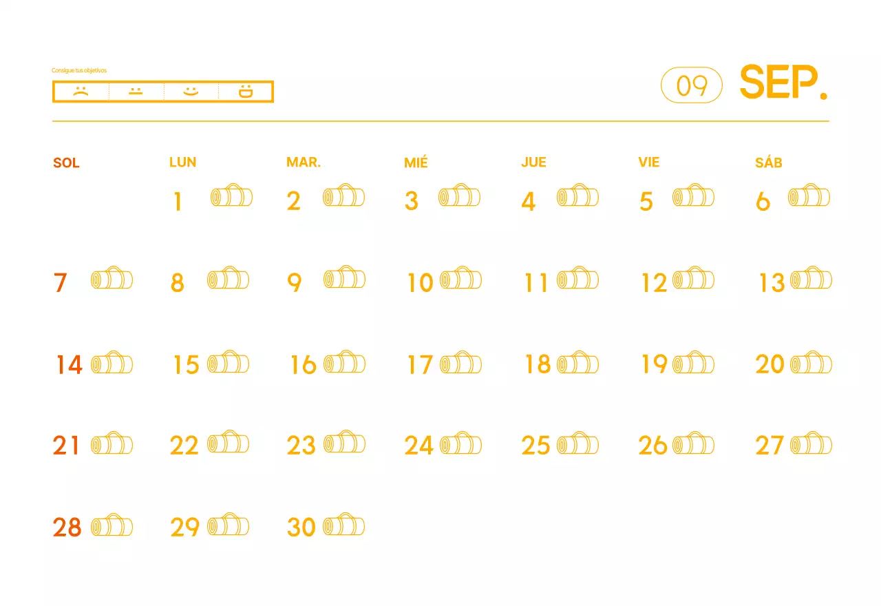 Calendario promocional de yoga minimalista naranja