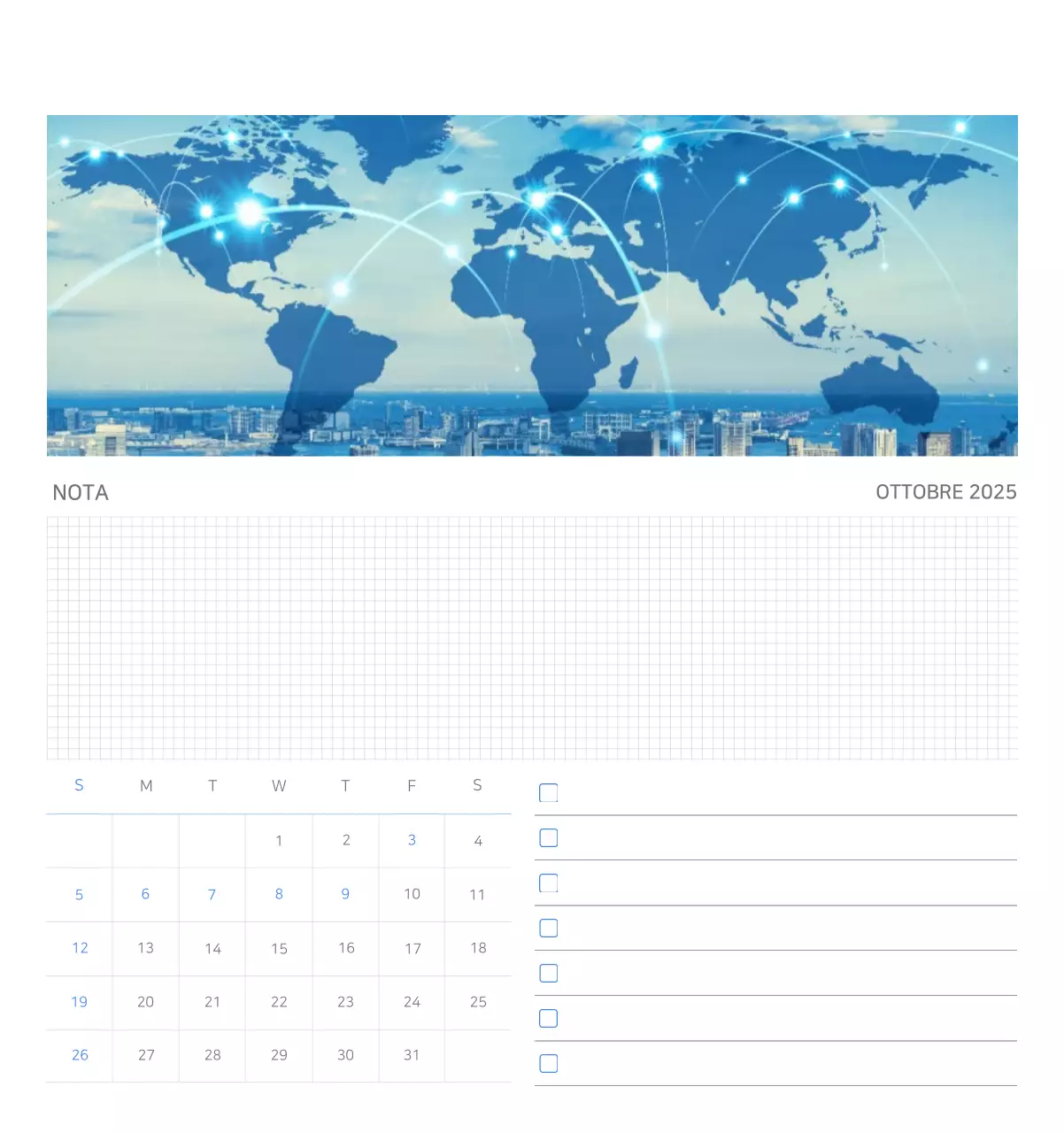 Calendario aziendale minimalista blu