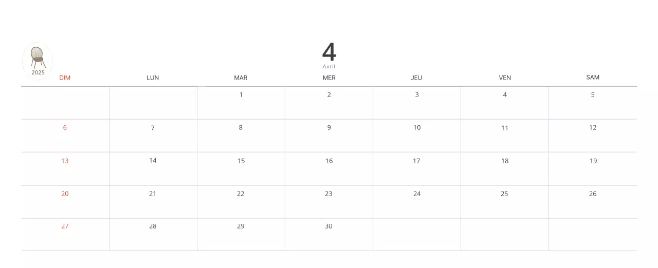 Calendrier intérieur minimaliste beige