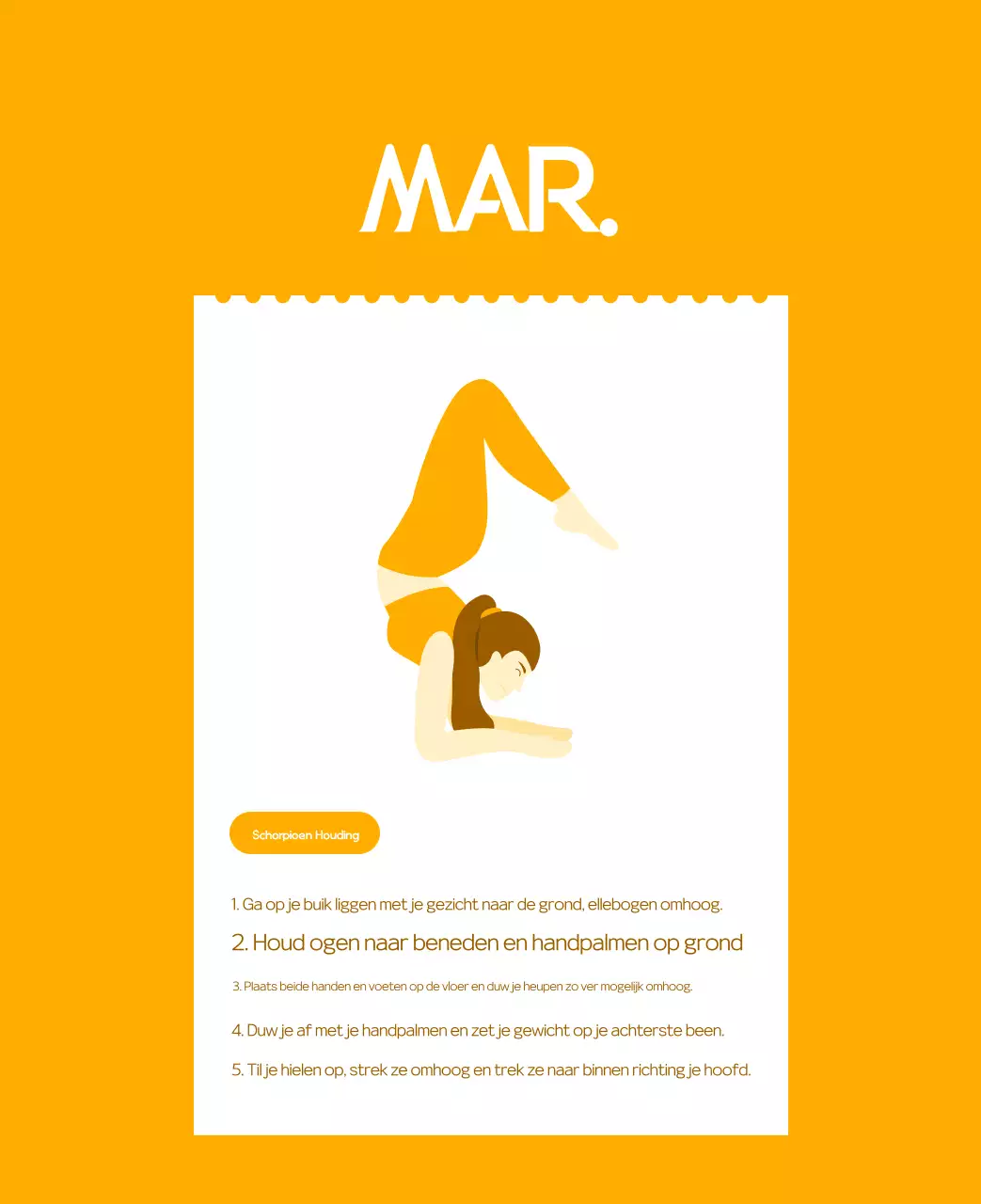 Oranje Minimalistische Yoga Promotiekalender