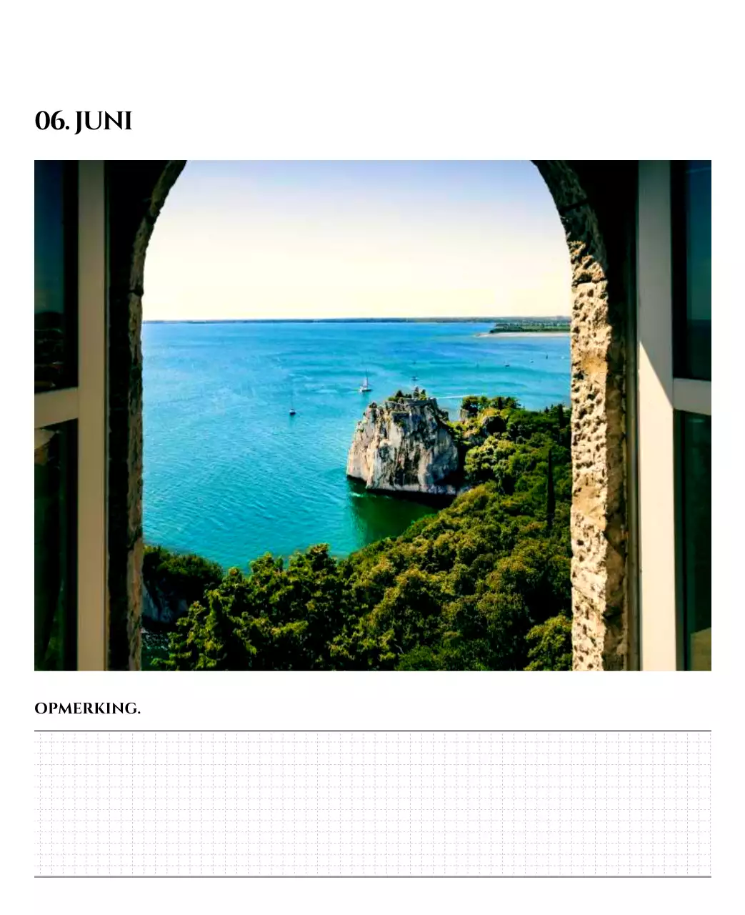 Eenvoudige kalender met zwart-wit emotionele reisfotografie concept