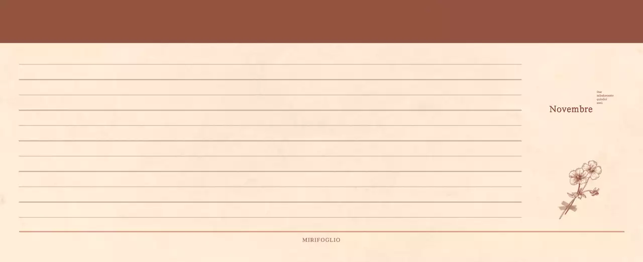 Un calendario sentimentale per fioristi in carta di lana marrone chiaro e marrone.