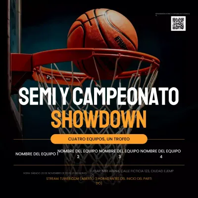 evento de baloncesto orange modern