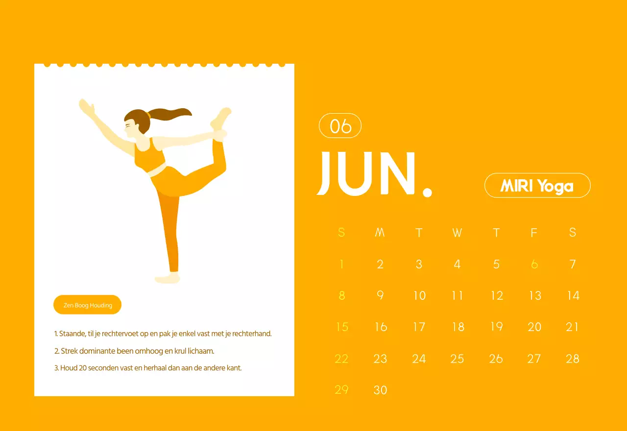 Oranje Minimalistische Yoga Promotiekalender