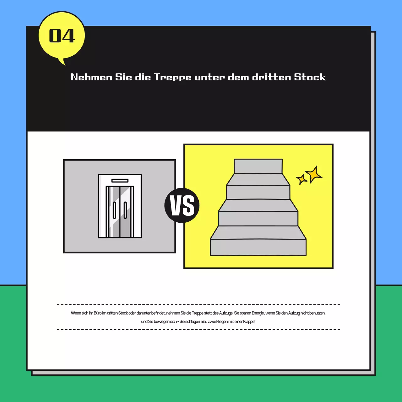 Eine niedliche Energiesparkampagne in Hellblau und Grün