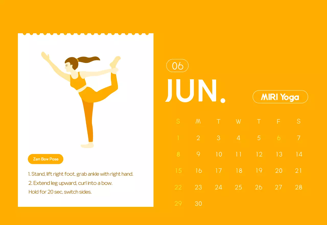 Kalender Promosi Yoga Minimalis Oranye