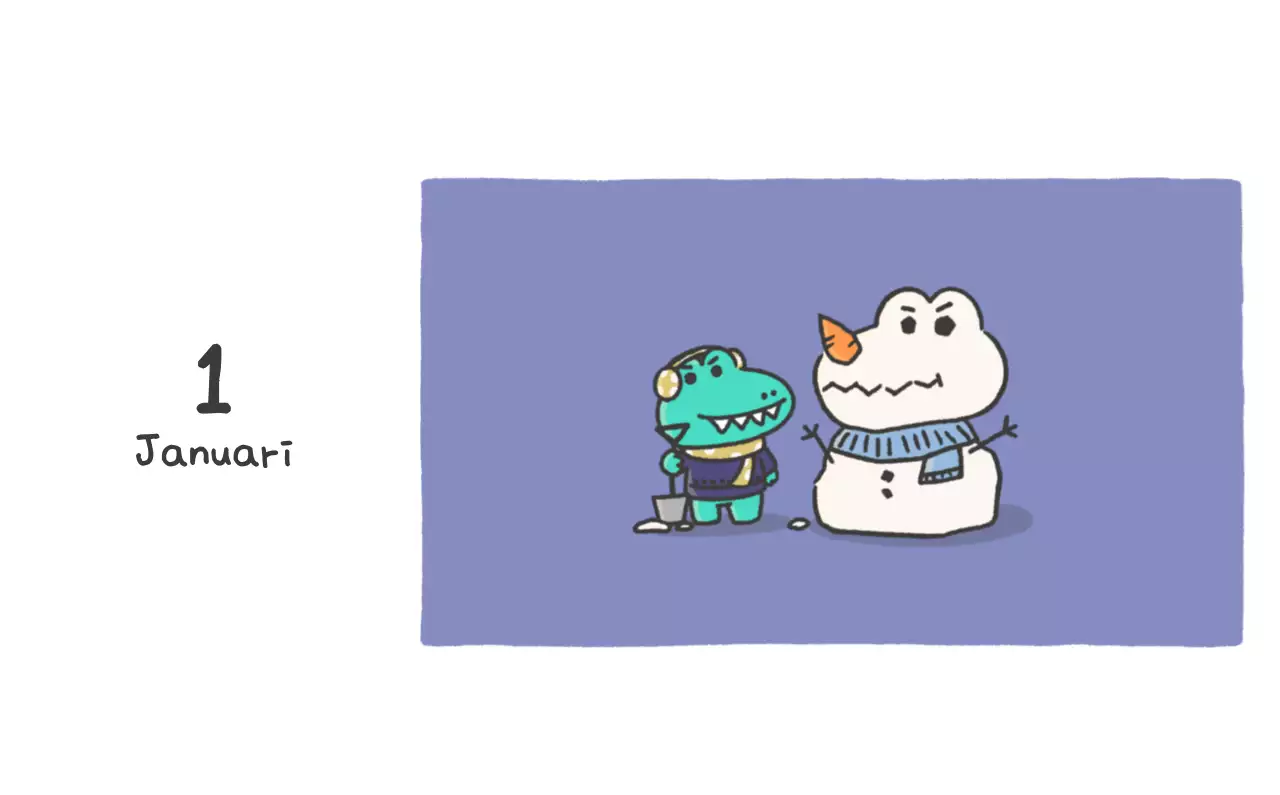 Een kalender met een schattig Ago-illustratieconcept