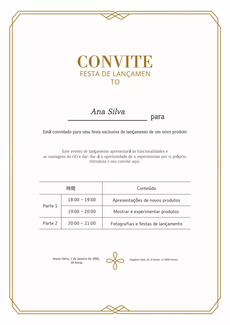 Convite clássico bege para evento