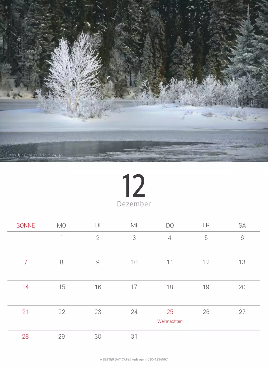 Weißer sauberer botanischer Naturkalender