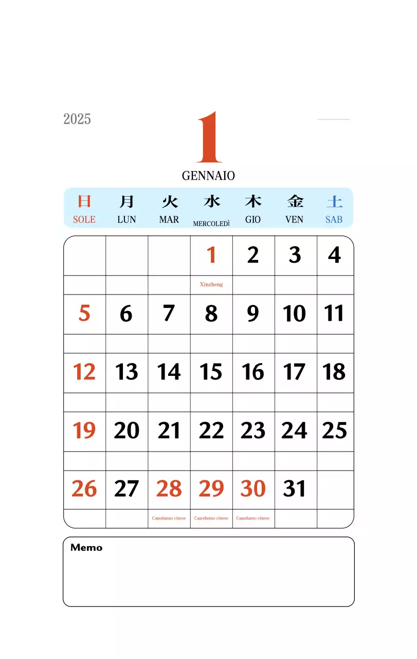 Calendario della memoria di concezione retrò in rosso