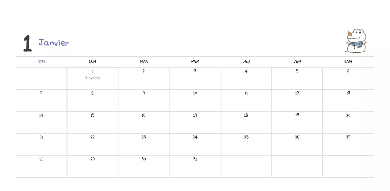 Un calendrier avec un concept d'illustration Ago mignon