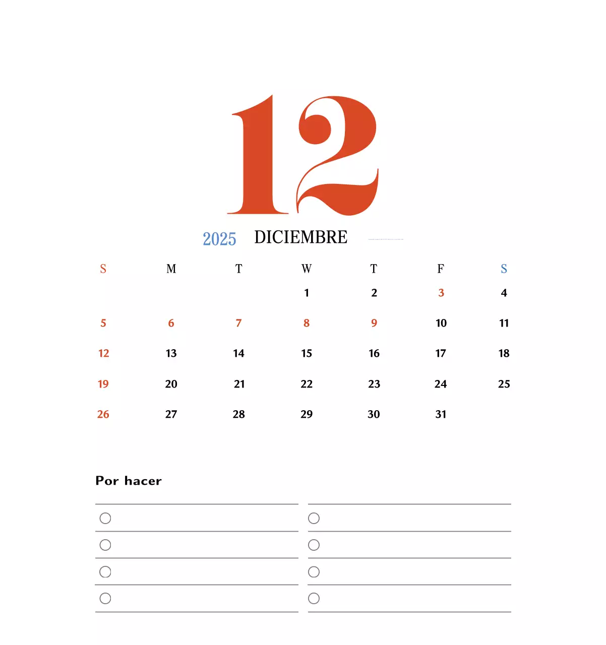 Calendario retro concept memory en rojo