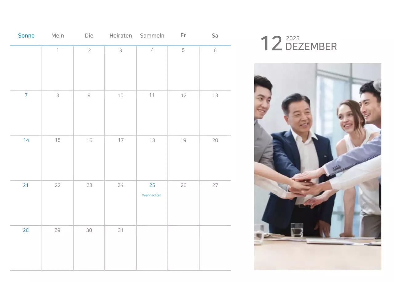 Blauer Minimalistischer Kalender Corporate Promotions