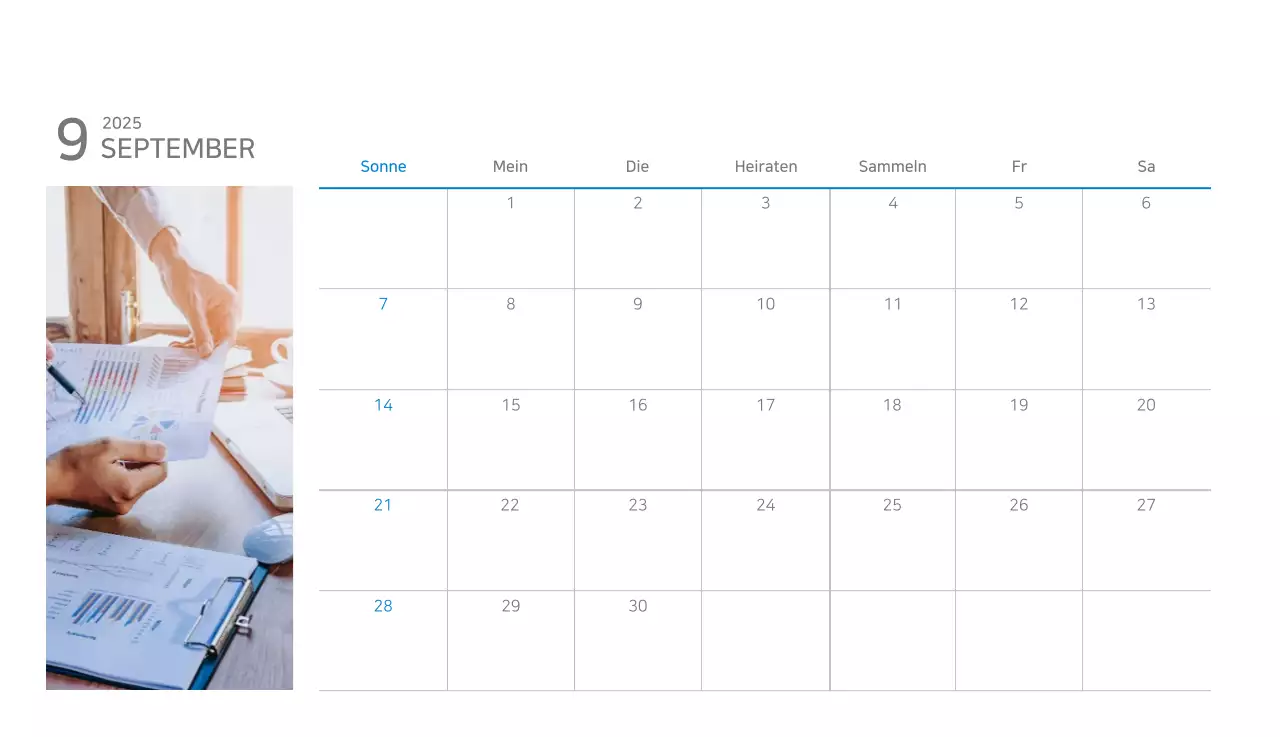 Blauer moderner Kalender Kalender