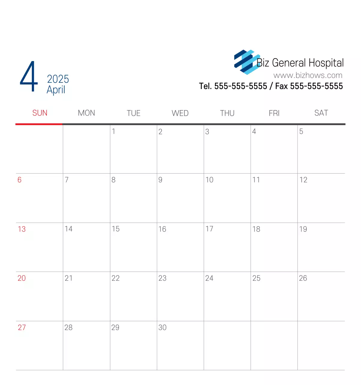 Kalender Promosi Rumah Sakit Sederhana Putih Angkatan Laut