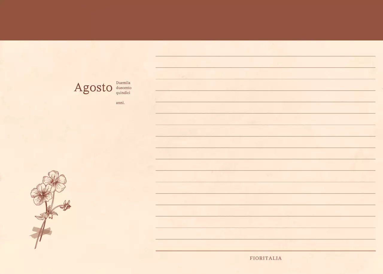 Un calendario sentimentale per fioristi in carta di lana marrone chiaro e marrone.