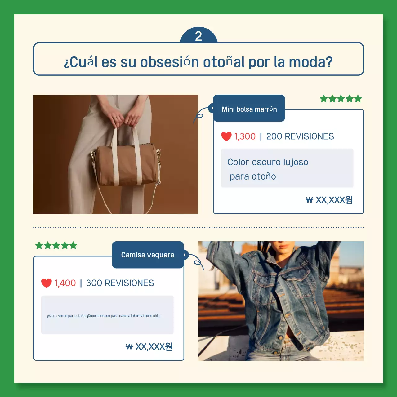 Guía de accesorios kitsch en azul marino y verde