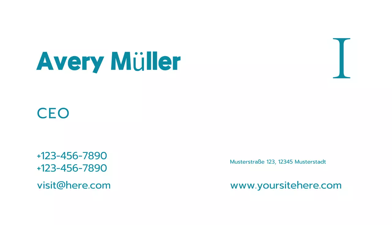 Minimalistische Visitenkarte in Petrol