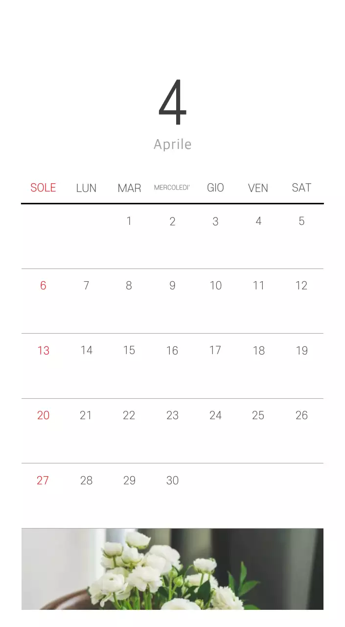 Calendario botanico naturale bianco e pulito