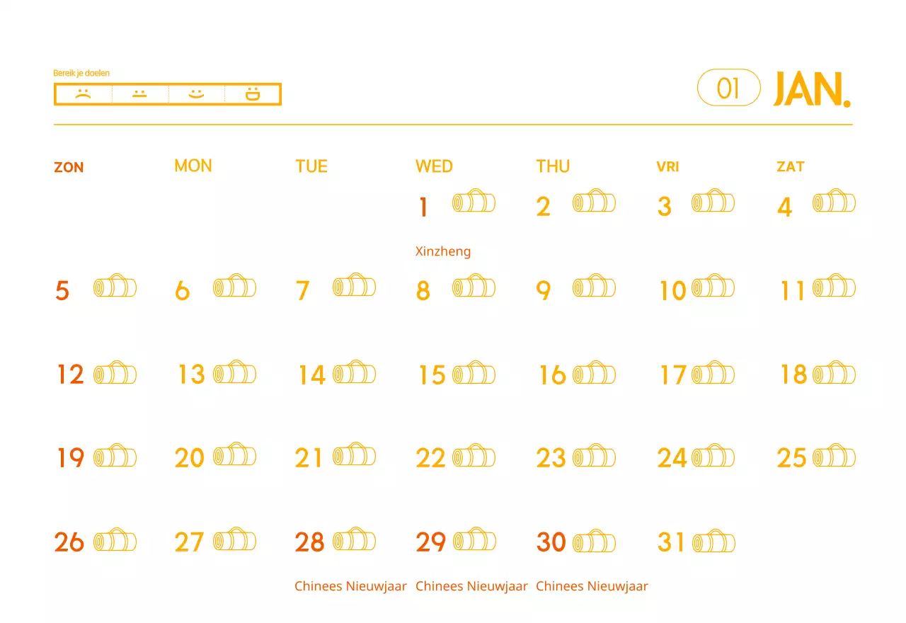 Oranje Minimalistische Yoga Promotiekalender