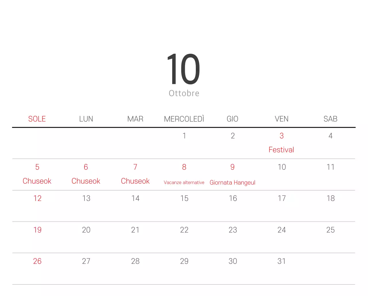 Calendario botanico naturale bianco e pulito