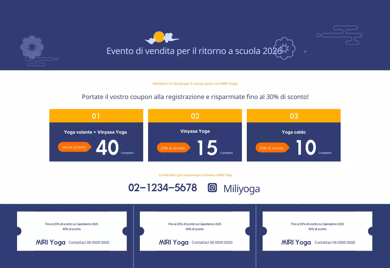 Calendario promozionale arancione dello yoga minimalista