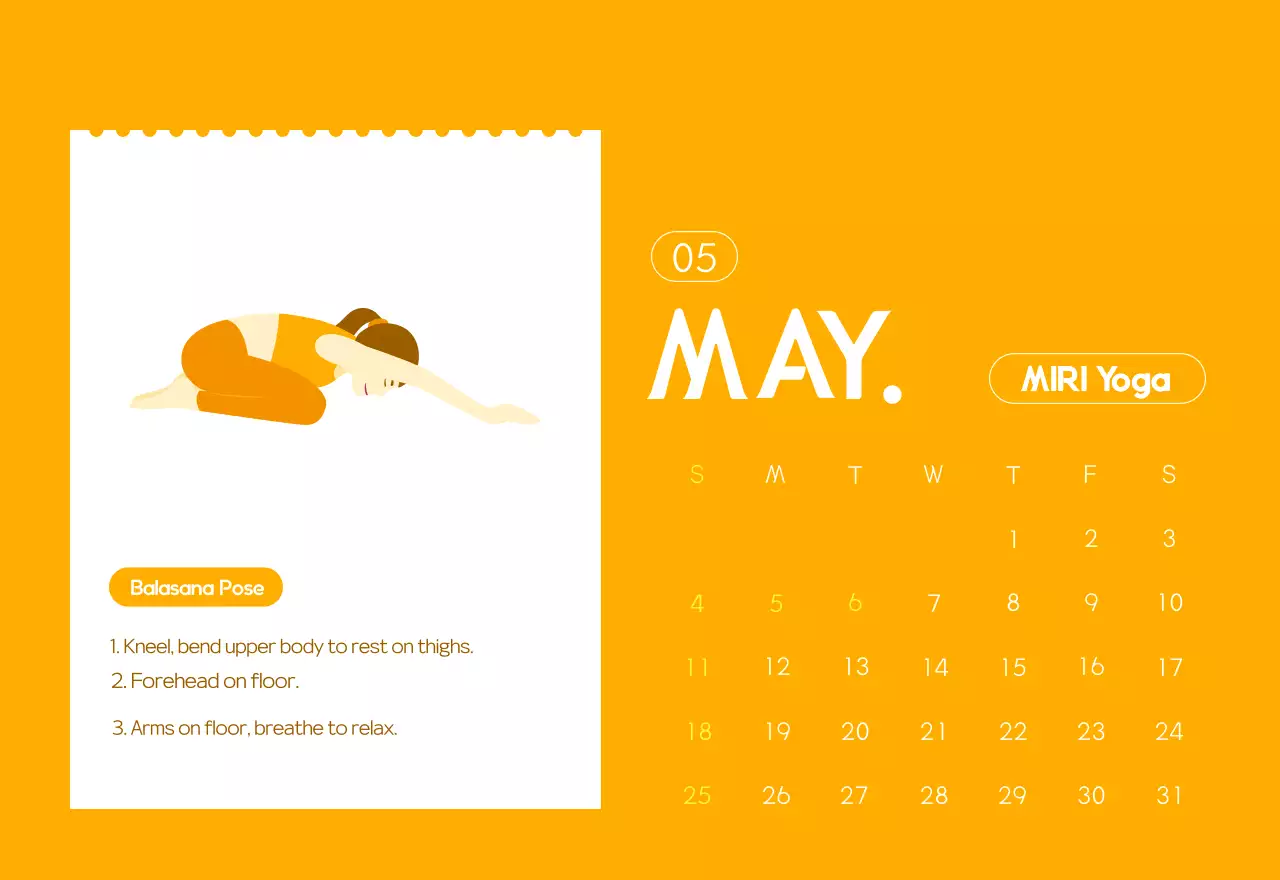 Kalender Promosi Yoga Minimalis Oranye