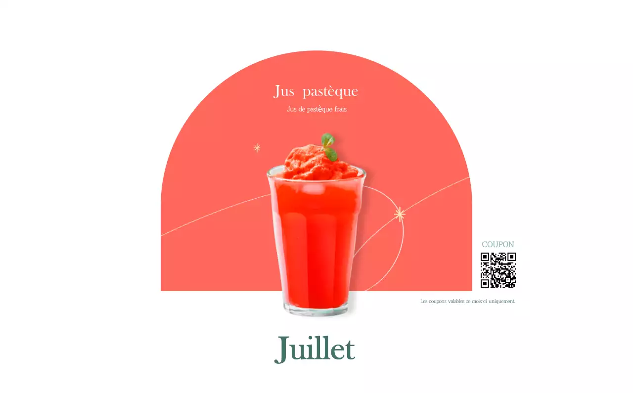 Un calendrier moderne pour les cafés avec des recommandations sur la boisson du mois.