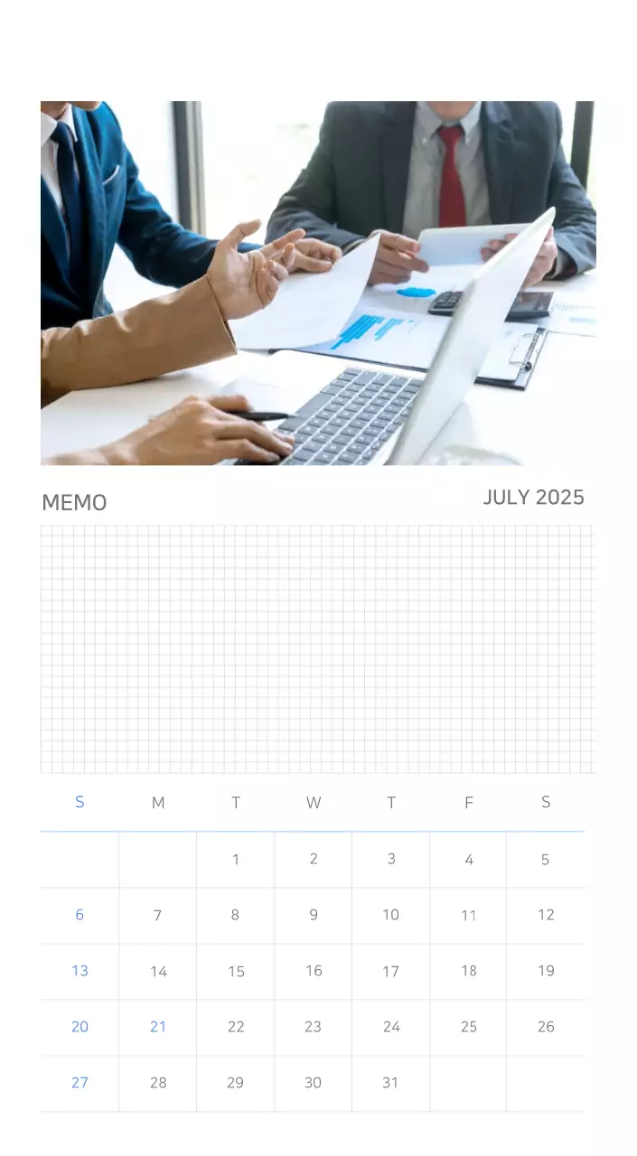 ブルーミニマルカレンダーカレンダー