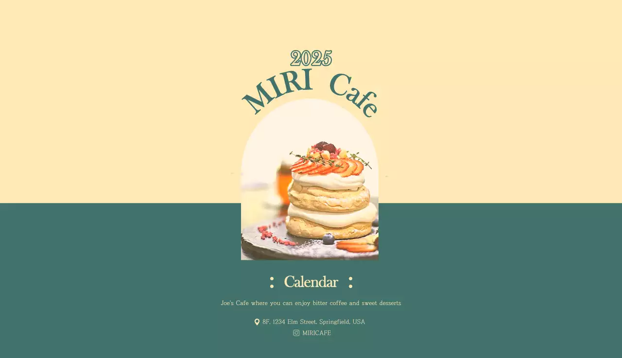 A modern cafe calendar with drink of the month recommendations